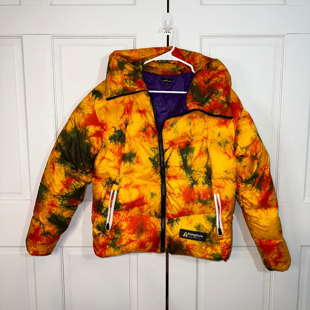 ALPHASTYLES Mallard Tie-Dye Padded Down Jacket